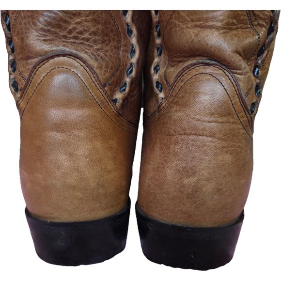 Dan Post Brown Natural Leather Buckstitching Cowboy Western Boots 10D main image 8